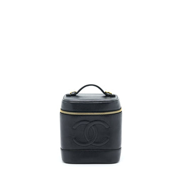 Chanel Vintage Vertical CC Logo Cosmetic Vanity Caviar Black GHW