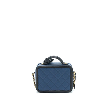 Chanel Filigree Small Vanity Camera Bag Caiver Navy/ Black GHW