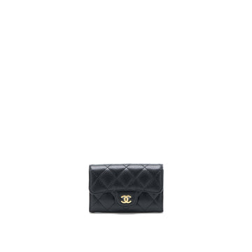 Chanel Classic Quilted Flap  Holder Caviar Black GHW (Microchip)