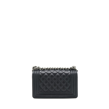 Chanel Small Boy Bag Caviar Black Ruthenium Hardware (Microchip)