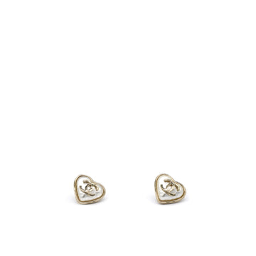 Chanel Chanel Pearl CC Heart Earrings Gold
