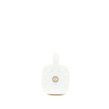 Chanel Quilted Clutch Bag Lambskin White LGHW