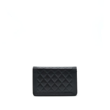 Chanel Boy Wallet On Chain Caviar Black Ruthenium Sliver Hardware (Microchip?