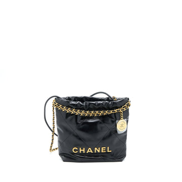 Chanel Mini 22 Bag Shiny Calfskin Black GHW (Microchip)