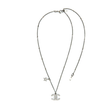 Chanel CC Logo And A Star Necklace Silver Tone
