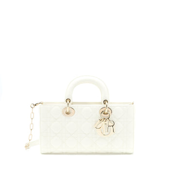 Dior Lady D-Joy Bag Latte Cannage Lambskin White LGHW