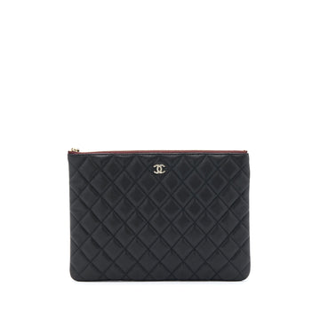Chanel O Case Pouch Caviar Black LGHW