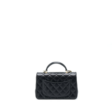 Chanel Top Handle Mini Rectangular Flap Bag Lambskin Black LGHW (Microchip)