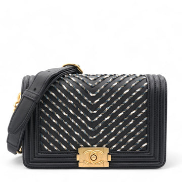 Chanel Chevron Embroidered Boy By The Sea Flap Waist Belt Bag Black