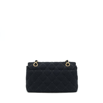 Chanel Vintage Shoulder Bag fabric Black GHW With An Extra Bag Charm