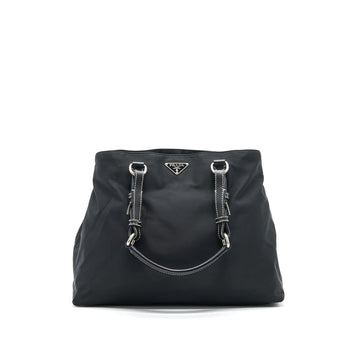 PRADA NYLON SHOULDER HAND BAG IN BLACK