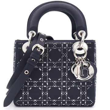 Dior Satin Crystal Cannage Mini Lady Dior Black