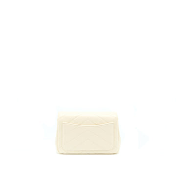 Chanel Envelop Chevron Flap Bag White With Ruthenium Gold Hardware