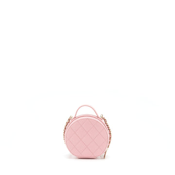 Chanel 22C Mini Round Purse Vanity Caviar Light Pink LGHW