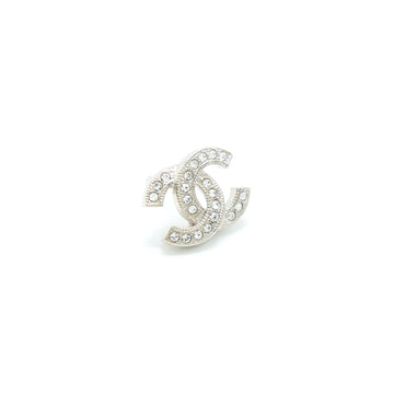 Chanel Mini Classic CC Logo Earrings Silver Tone