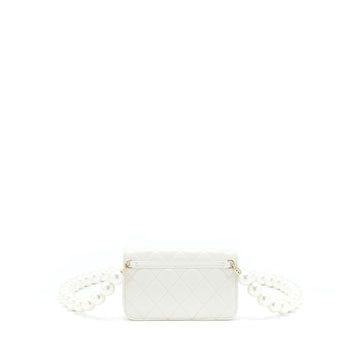 Chanel Grant Pearl Crush Mini Crossbody Bag Lambskin White LGHW