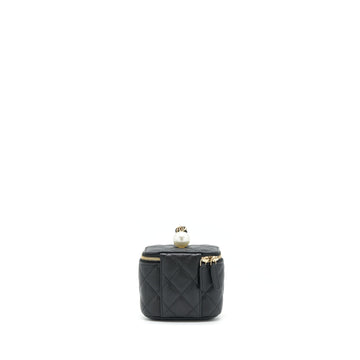 Chanel Small Vanity Clutch With Chain CC Pearl Caviar Black LGHW