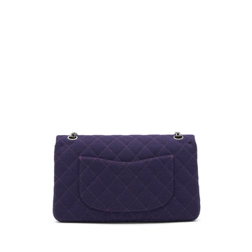 Chanel 2.55 Reissue 226 Double Flap Bag Fabric Purple Ruthenium Sliver Hardware