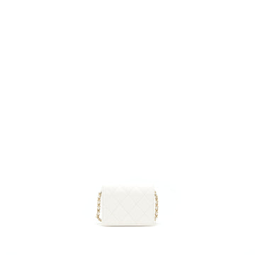 Chanel 21B Card Holder On Chain Caviar White LGHW