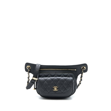 Chanel Quilted Waist Bag Calfskin Black LGHW