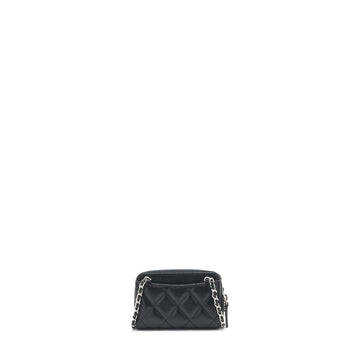 Chanel Mini Zippy Card Holder With Chain Caviar Black SHW