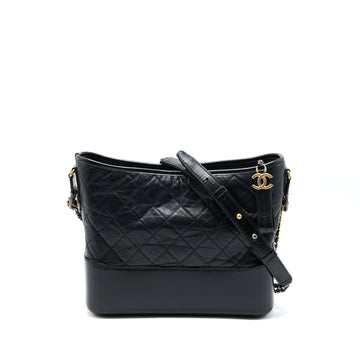 Chanel Large Gabrielle Hobo Bag Aged Calfskin Black Multicolour Hardware