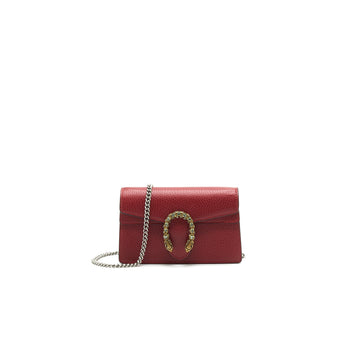 Gucci Dionysus Leather Super Mini Bag Red