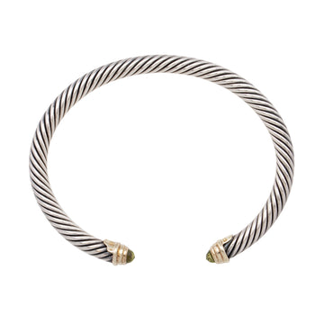 David Yurman Sterling Silver 14k Gold Peridot Cable Classics 5mm Bracelet