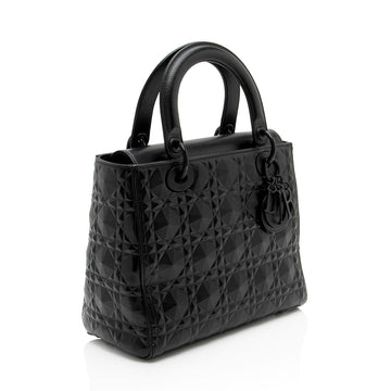 Dior Diamond Calfskin Lady Dior Medium Tote (SHF-39Dale)