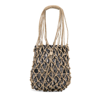 Dior Woven Rope and Oblique Technical Fabric Net Bag (SHG-IPF81H)