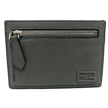 FENDI Card Case 7M0310 leather gray FF Baguette mens Used