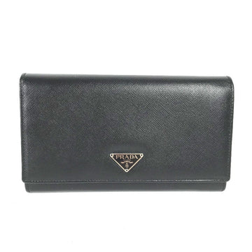 PRADA Long Wallet Purse M608A  Safiano leather black Triangle logo plate Long wallet Women Used