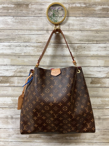 Handbag Luxury Designer By Louis Vuitton In Brown, Size:Large