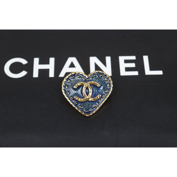 Very Good ( Rank A)? CHANEL Coco Mark 24P Denim Heart Brooch ?V25052508
