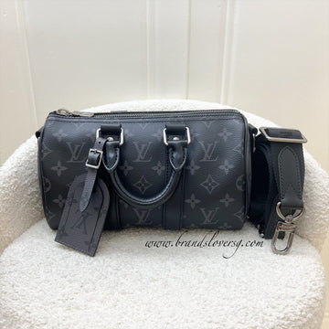 LV Keepall Bandoulière 25 in Monogram Eclipse Reverse Canvas SHW