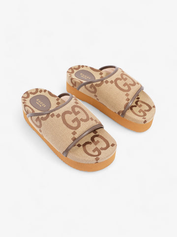 Gucci EC Platform Slides Beige And Ebony EC Supreme Canvas EU 38 UK 5