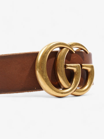 Gucci EC Marmont Wide Belt Brown / Gold Leather 85cm / 34"