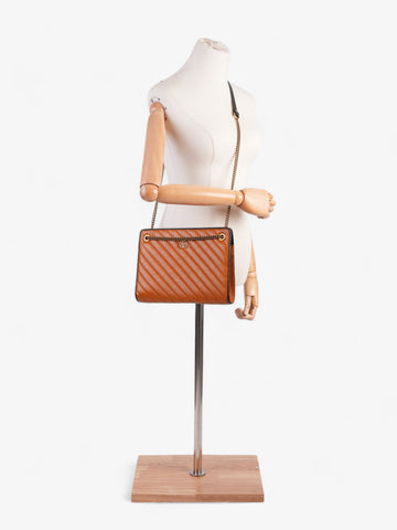 Gucci EC Marmont Accordion Shoulder Bag Orange / Black Matelasse Leather Medium