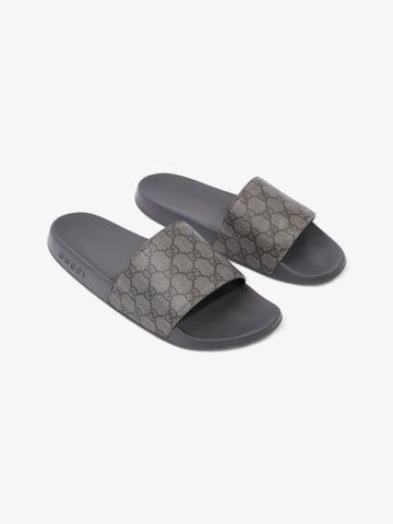 Gucci EC Slides Grey / Black Coated Canvas EU 45 UK 11