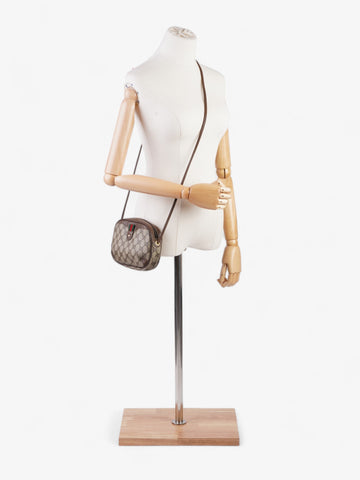 Gucci Web Sherry Line Beige And Ebony EC Supreme / Brown Coated Canvas