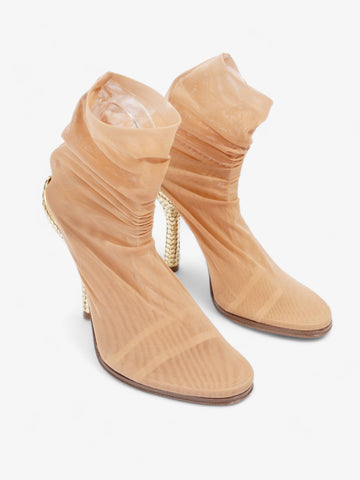 Burberry Sock Style Ankle Boot 120 Nude Fabric EU 38 UK 5
