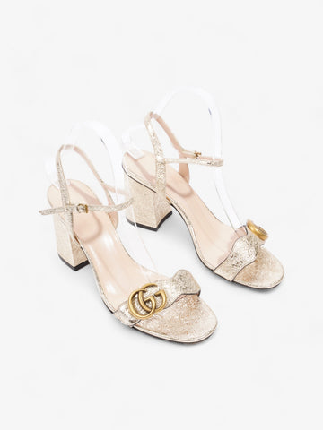 Gucci EC Marmont Ankle Strap Sandals 75mm Gold Leather EU 37.5 UK 4.5