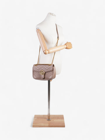 Gucci EC Marmont Rose Beige  Matelasse Leather Small