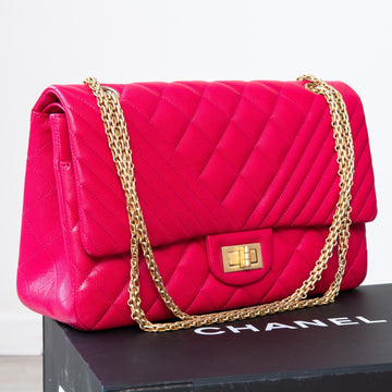 Chanel Chevron Quilted Pink Large Reissue 2.55  Double Flap Bag