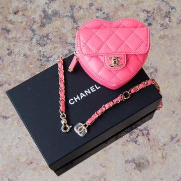Chanel Pink Leather  Heart Belt  Bag