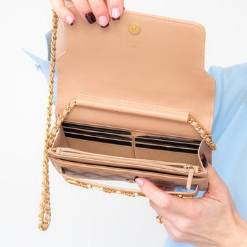 Chanel Beige Chain Wallet On Chain Bag