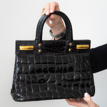 Donna Karan Vintage Black Alligator Handbag