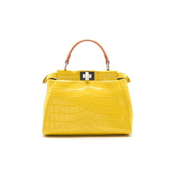 Fendi Yellow Crocodile Peekaboo Iconic Mini
