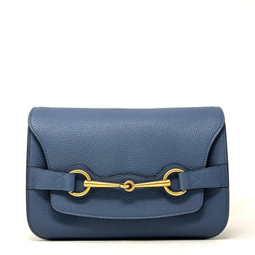 Gucci Bright Brit Blue Grained Leather Shoulder Bag