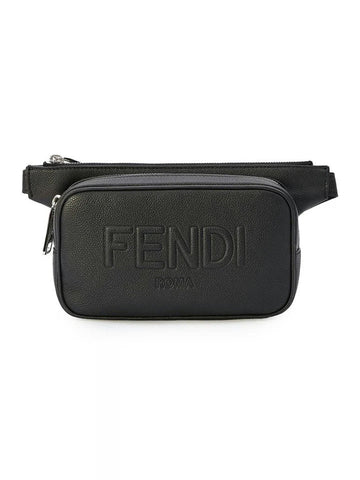 FENDI ROMA LOGO EMBOSSED LEATHER BELT BAG